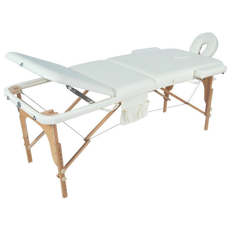 Массажный стол складной MED-MOS JF-AY01 3-х секционный, деревянная рама(однотонный, ложе 185*70) фото 3