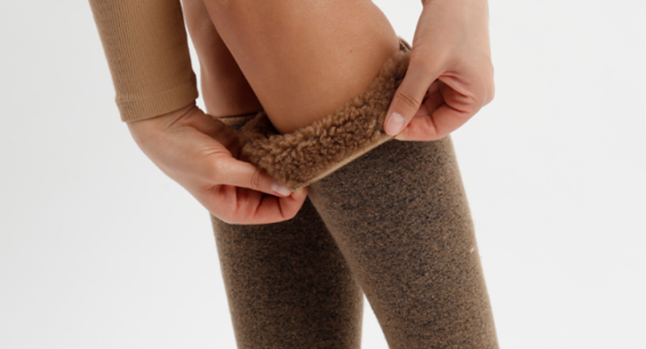 Гольфы меховые стрейч, шерсть натуральная, цвет коричневый (верблюд) фото 2