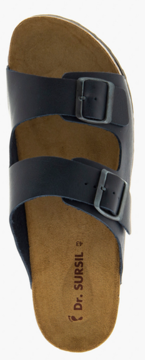 Сандалии мужские из натуральной кожи, с пробковой анатомической стелькой, синие Сурсил Орто 1718U-2 фото 4