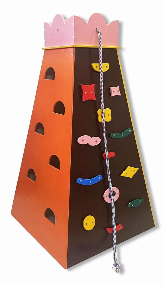 Башня для лазания с канатом цветная, дерево/фанера, высота 150 см, ширина основания 90см фото 1